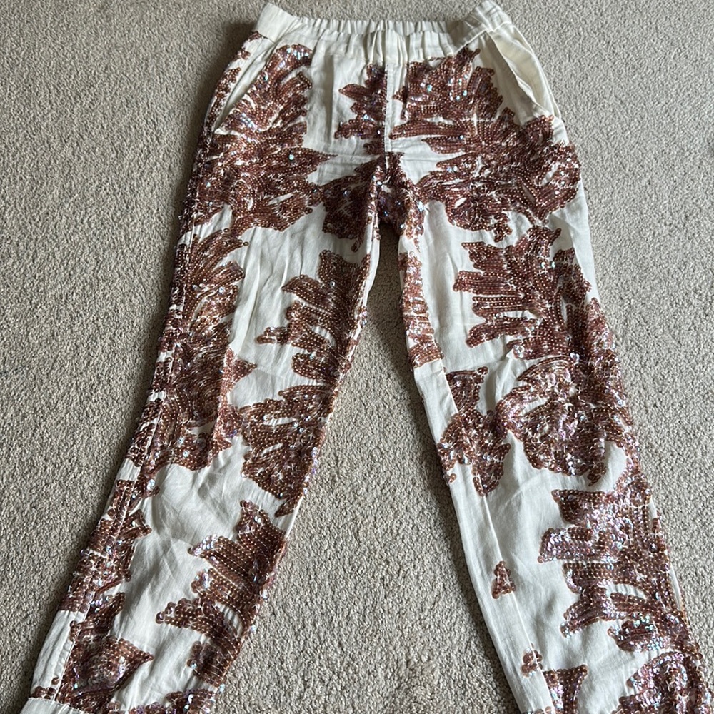 Nwt JCrew sequined linen pant